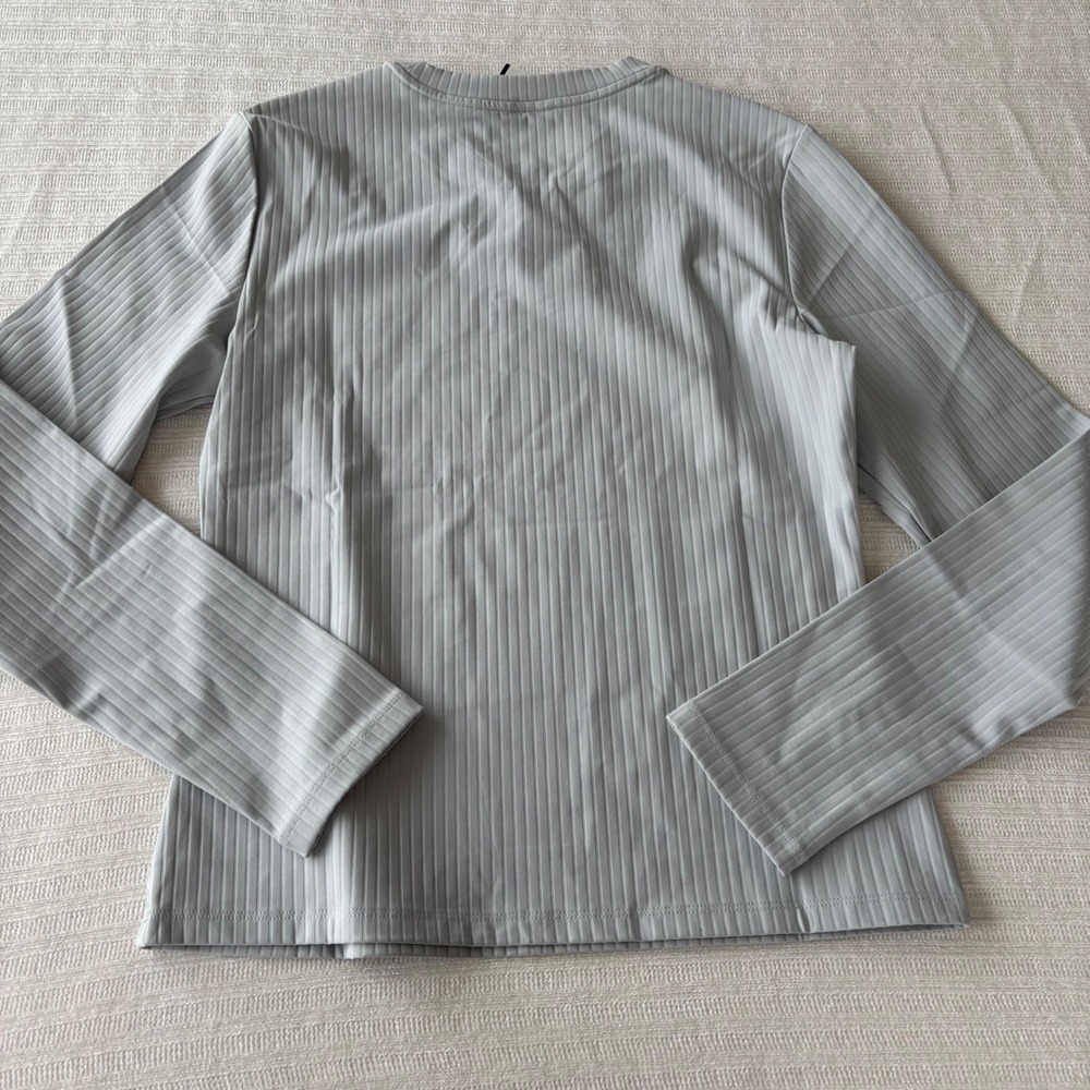 Rhone Modern Ribbed Long Sleeve Top Grey Mist Performance Shirt 200158 Size M